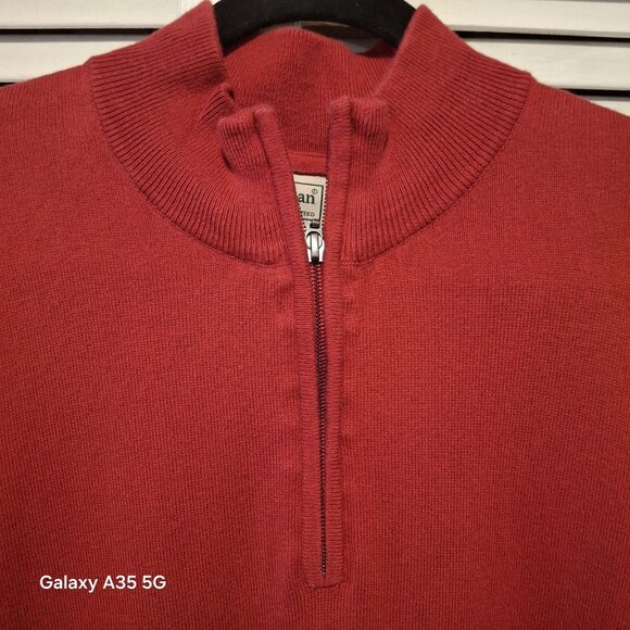 L.L.Bean Mens Red 1/4 Zip Sweater L-Reg Cotton & Cashmere Blend Christmas - Picture 5 of 7